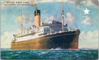 Postcard Ss Calgaric Triple Screw Steamer Ocean Liner Cunard White Star Line Db