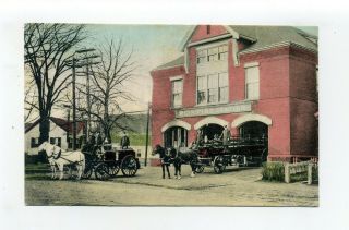 Taunton Ma Mass Antique Postcard,  Weir Fire Station,  Horse Teams,  Firemen