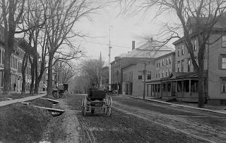 Rockport Me Dirt Street View Horse & Wagons Real Photo Postcard
