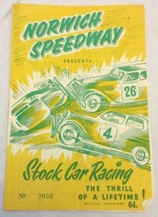 Collectable Vintage Norwich Stock Car Programme 22nd September 1956 Rare