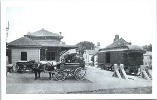 Postcard Ma Amesbury Massachusetts Depot Railroad Station Horse Drawn Carriage