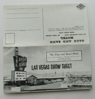 Las Vegas Show Sheet Sage And Sand Motel Mail Away Promo Brochure 1950 
