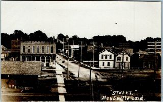 Westville,  In Rppc Postcard - Street Scene - Depot Train Station Railroad - Cyko