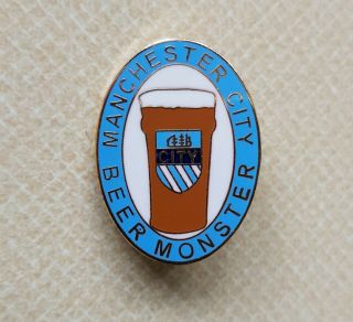 Man City Mcfc Vintage Enamel Beer Monster Badge Rare