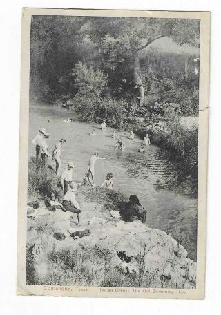 3 Orig RPPC Scenes from Comanche Texas One Shows Swimming Hole w/Skinny - dippers 3