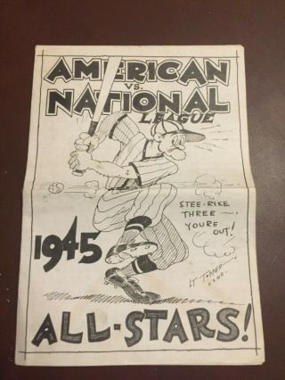Rare 1945 American National League All - Stars Baseball Scorecard Navy Ww2 Hawaii