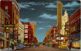 Postcard Broadway Looking East From Sixth Street Paducah Ky