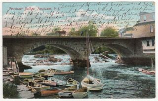 Pawtuxet River Rhode Island Pc Postcard Bridge Village Ri 1908 Udb Cranston
