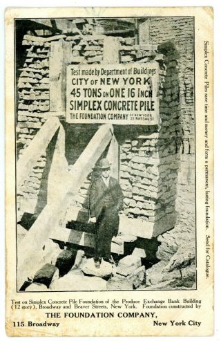 York City Nyc - Construction Of Exchange Bank Building - Advertising Postcard