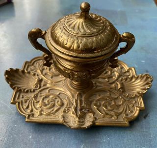Antique Brass Ink Well.  869 (william Tonks And Sons) Rare.