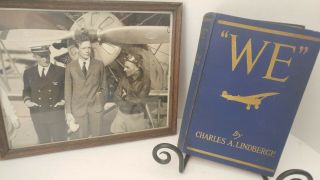 " We " By Charles A.  Lindbergh First Edition July 1927,  Rare Photo