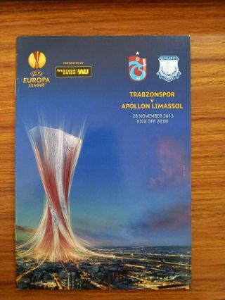 Ultra Rare Trabzonspor V Apollon Limassol 28th November 2013 Europa