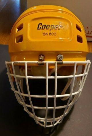 Vintage Cooper Sk - 600 Hockey Helmet & Hm 50 Goalie Shield Cage Rare - Distressed