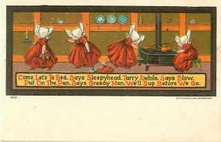 Sunbonnet Sue Babies Nursery Rhyme Sleep 1906 Ub Ullman Postcard Go To Bed