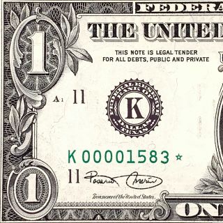 Rare Uncirculated Very Low ⭐️ Star Note ⭐️ 2003 $1 Dollar Fancy Serial Number