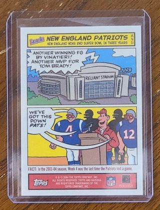 Rare 2004 Topps Bazooka Comic England Patriots Tom Brady Comic/card 12 Of 24