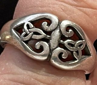 Rare Double Heart Celtic Sterling Silver Ring Peter Stone Pscl Artist Signed 925