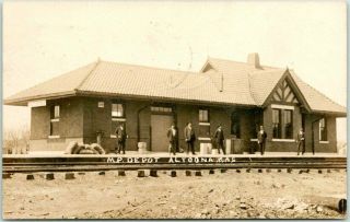 1910 Altoona,  Kansas Rppc Real Photo Postcard Missouri Pacific Railroad Depot