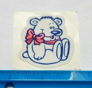 Rare Vintage 1 Personal Expressions Fuzzy White & Blue Teddy Bear Sticker
