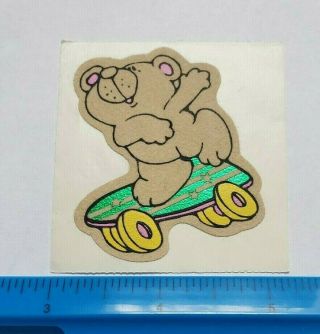 Rare Vintage 1 Personal Expressions Fuzzy Bear On Skateboard Sticker Foiled
