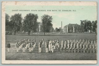 St Charles Illinois Cadet Regiment State School For Boys 1920s Postcard