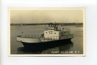Fort Slocum Ny Rppc Real Photo Postcard,  Boat,  Major Carroll Edgar,  U.  S.  Army