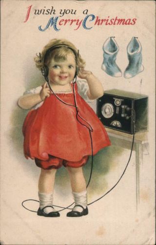 Christmas Children 1924 Ellen Clapsaddle I Wish You A Merry Christmas - Girl With