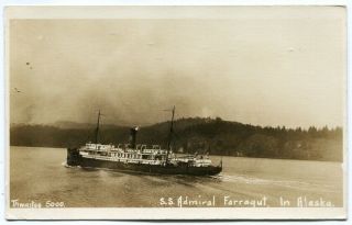 Rppc Steamer Admiral Farragut In Alaska Built 1898 Boat Thwaites Real Photo C64