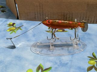 Vintage Rare Heddon Dowagiac Spook Fishing Lure Perch Red Yellow Spotted