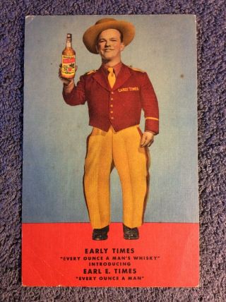 Earl Times Early Times Whiskey Linen Advertising Postcard Louisville Ky Kentucky