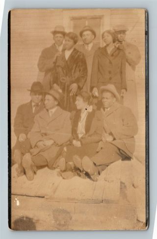Rppc - Group Of African Americans Couples,  Nicely Dressed Vintage C1910 Postcard