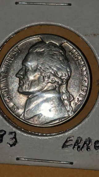 1983 P 5c Large Cud Error Jefferson Nickel 5 Cent Die Break Grade Rare M14