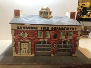 Vtg Keystone Board Fire Department Engine Station House Alarm Bell Litho Rare