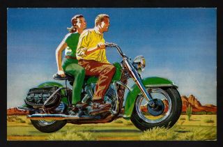 Harley Davidson 1954 Advertising Postcard " Golden Anniversary Models "