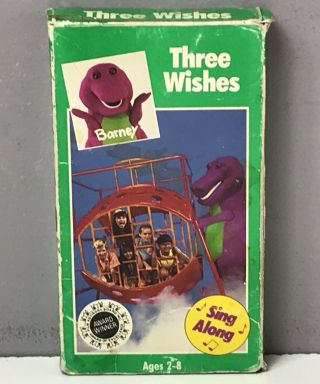 Barney Dinosaur Three Wishes Sing Along Vhs Video Tape Rare Lyons 1988