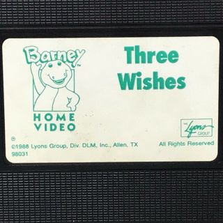 Barney Dinosaur Three Wishes Sing Along VHS Video Tape RARE Lyons 1988 3