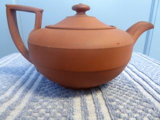 Rare Antique Wedgwood Terracotta Rosso Antico Redware Tea Pot Classical C1800