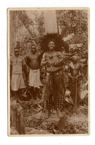 Nyasaland,  Africa Male Dancer Costume & Instrument Tuck Pub Real Photo Pc 1920 