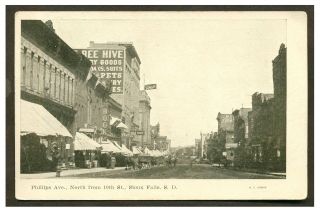 Rpp Photo Postcard Sioux Falls South Dakota Phillips Ave Bee Hive Store 1908