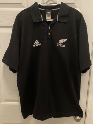 Vintage Adidas Zealand All Blacks Rugby Shirt/polo/jersey - Size Xxl Rare