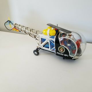 Rare Tin Litho Helicopter Police Dept.  P - 110 By Modern Toy Co.  Battery Op.