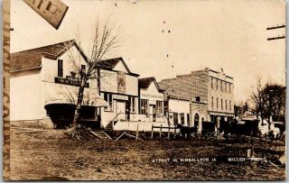 Kimballton,  Iowa Rppc Postcard Main Street Downtown Scene Miller Photo 1909