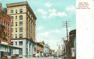 C - 1910 Fort Worth Texas Main Street 5th International Postcard 4028