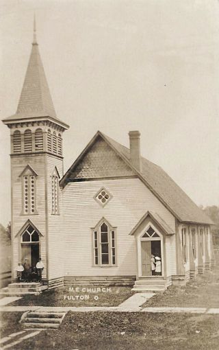 Fulton Oh M.  E.  Church In 1909 Real Photo Postcard