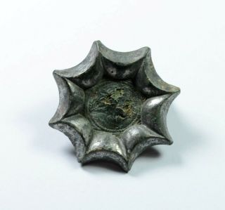 Intact Ancient Roman Bronze Military Disc Fibula Brooch - Rare