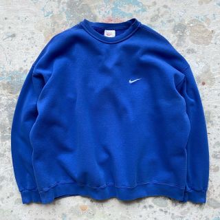 Vintage Nike Small Swoosh Xxl Blue Crewneck Sweatshirt Travis Scott 90s Y2k Rare