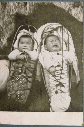 Native American Babies On Cradle Boards Postcard Mailed 1908