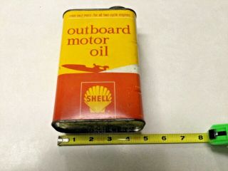 1950’s Shell Outboard Motor Oil 1quart Tin Can - Rare Can Boat On Front Tin
