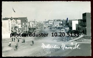 5133 - Malartic Quebec 1940s Main Street.  Coca - Cola.  Real Photo Postcard