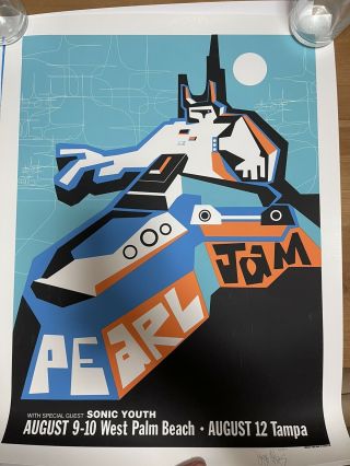 Rare Pearl Jam Concert Poster West Palm Beach Signed & Numbered Ames Bros